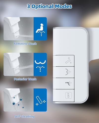 Hibbent Non-Electric Dual Nozzle Bidet Seat, Adjustable Water Pressure, White