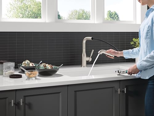 Delta Almari Kitchen Faucet, Brushed Nickel Pull-Out with Magnetic Docking, Stainless Steel 16943-SS-DST
