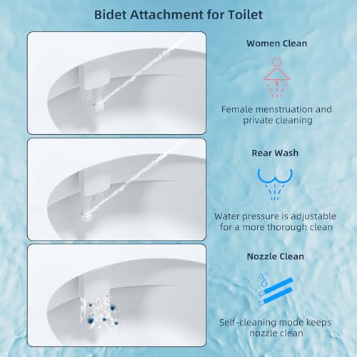 Hibbent Self-Cleaning Bidet Attachment for Toilet, Non-Electric White