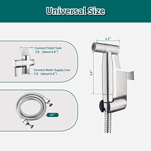 Handheld Bidet Sprayer for Toilet - Adjustable Jet Spray - Stainless Steel