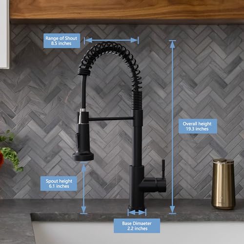 Black Kitchen Faucet with Pull Down Sprayer for Commercial Use