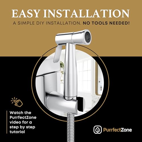 Purrfectzone Bidet Sprayer Kit for Toilet - Easy Install, Stainless Steel