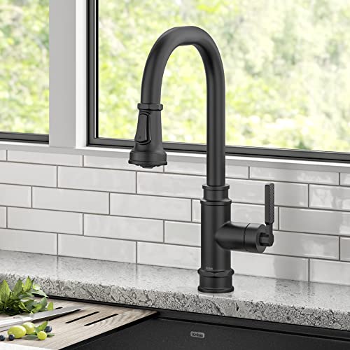 Kraus Allyn Matte Black Transitional Pull-Down Kitchen Faucet
