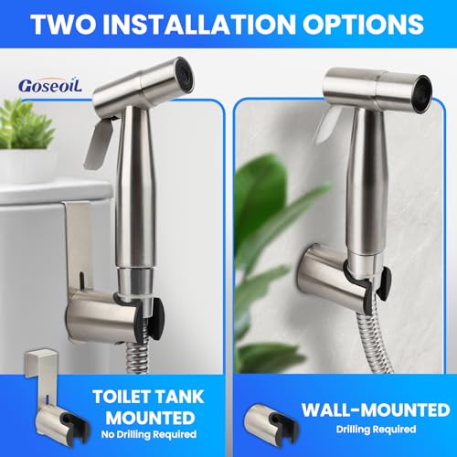 Stainless Steel Toilet Bidet Sprayer with Adjustable Pressure for Feminine Wash & Cloth Diaper Cleaning