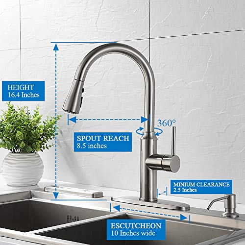Arofa Brushed Nickel High Arc Faucet with Pull Down Sprayer A01LY